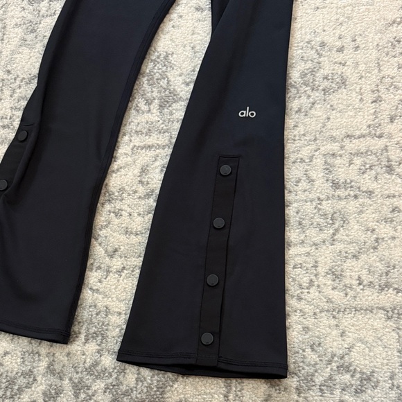 Alo Black Flare Leggings with Button Detail - Picture 3 of 5